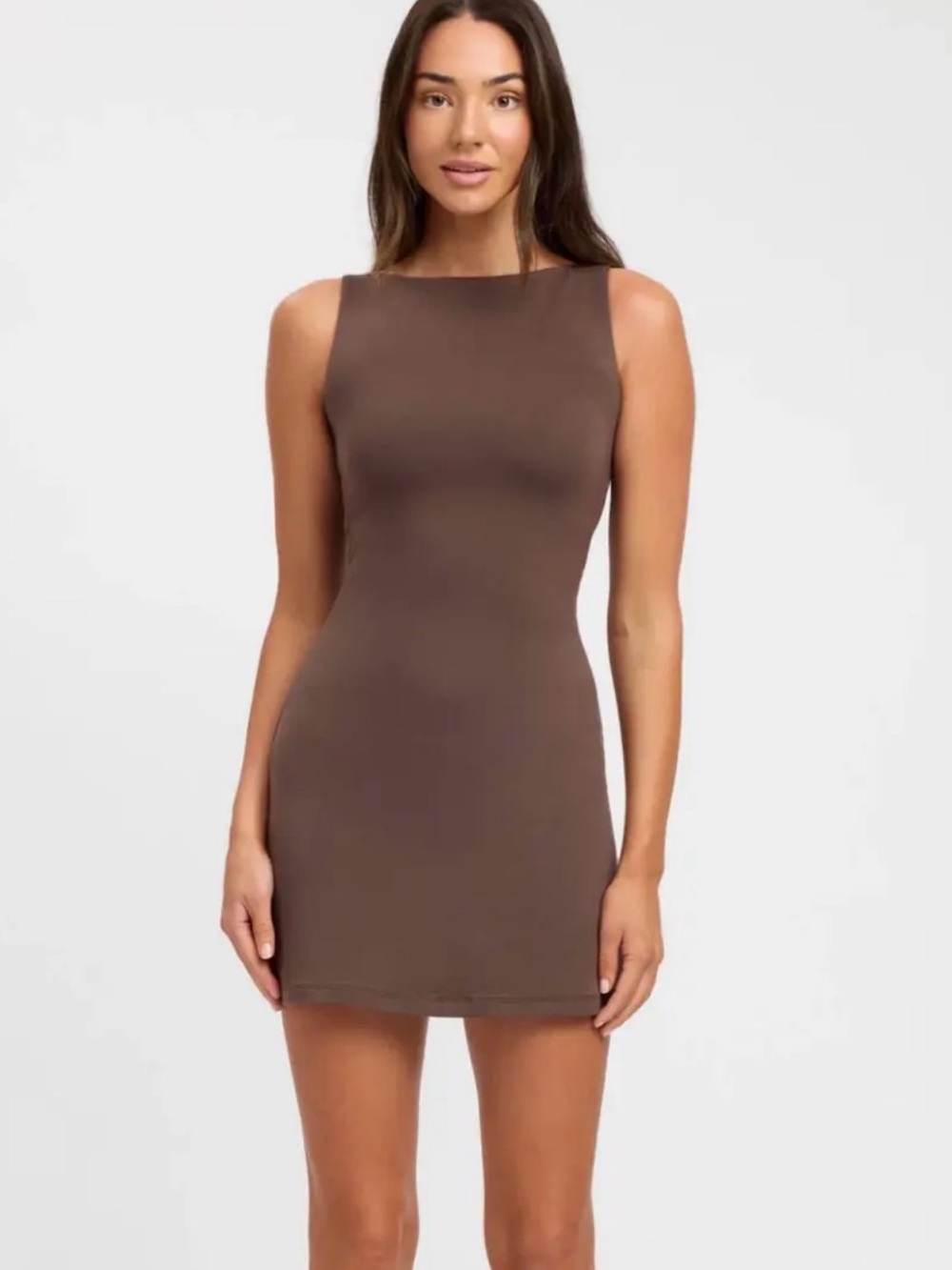 Kookai Taupe Sleeveless Carrie Mini Cotton Shift Dress- AU 12 or US 8